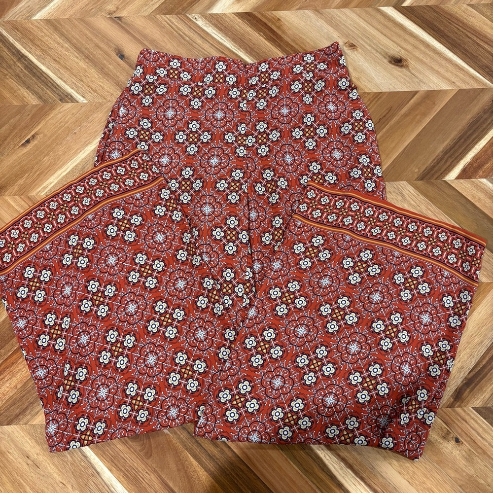 Max Studio Red Floral Wide Leg Pants